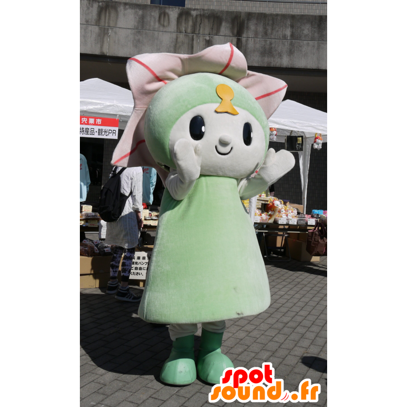 Mascot groene bloem, roze en rood, reus - MASFR25224 - Yuru-Chara Japanse Mascottes