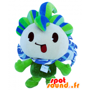 Mascot Genryuu no Genki-kun, fiore verde, blu e bianco - MASFR25226 - Yuru-Chara mascotte giapponese