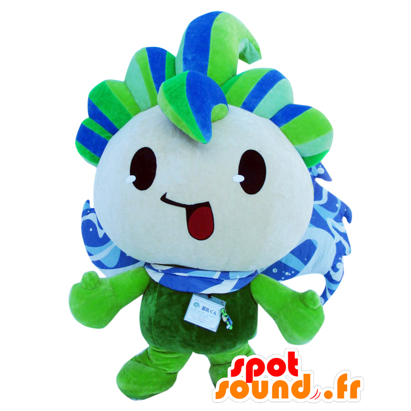 Mascot Genryuu no Genki-kun, green flower, blue and white - MASFR25226 - Yuru-Chara Japanese mascots