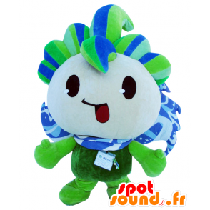 Mascot Genryuu no Genki-kun, fiore verde, blu e bianco - MASFR25226 - Yuru-Chara mascotte giapponese