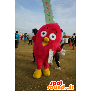 Mascotte de bonhomme rouge, jaune et blanc, très souriant - MASFR25237 - Mascottes Yuru-Chara Japonaises