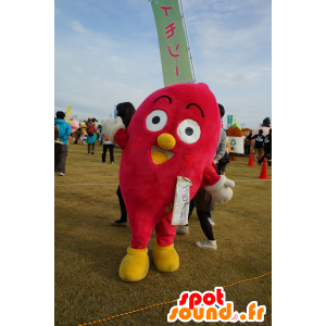 Mascot mann rød, gul og hvit, veldig smilende - MASFR25237 - Yuru-Chara japanske Mascots
