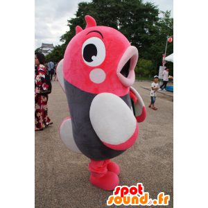 Pink fish mascot, gray and white, giant - MASFR25238 - Yuru-Chara Japanese mascots