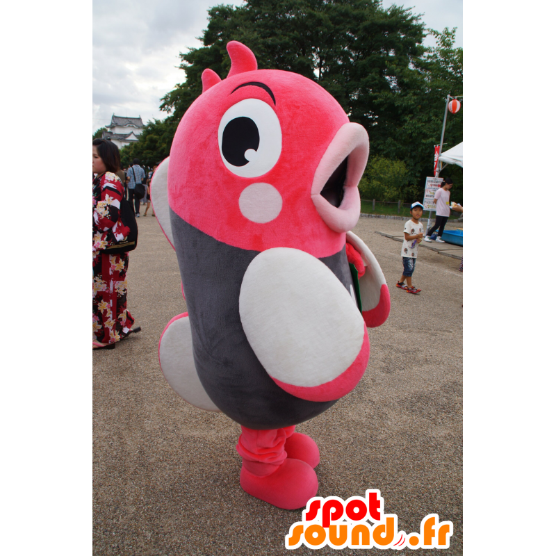 Rosa mascotte pesce, grigio e bianco, gigante - MASFR25238 - Yuru-Chara mascotte giapponese