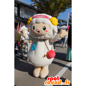 Mascot Ozumin, white and yellow sheep, cute and sweet - MASFR25239 - Yuru-Chara Japanese mascots