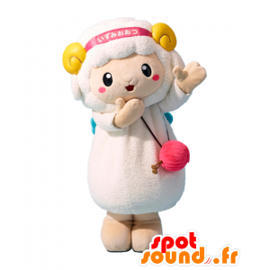 Mascotte d'Ozumin, mouton blanc et jaune, mignon et doux - MASFR25239 - Mascottes Yuru-Chara Japonaises