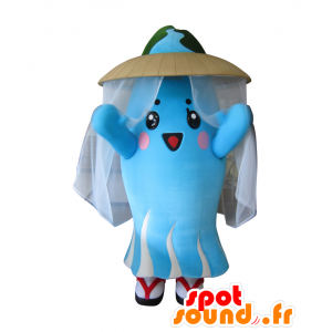 Shizukomachi mascot, blue and white jellyfish with a veil - MASFR25246 - Yuru-Chara Japanese mascots