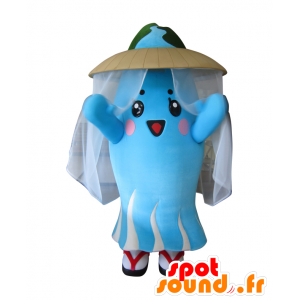 Shizukomachi mascotte, blauw en wit kwallen met een sluier - MASFR25246 - Yuru-Chara Japanse Mascottes