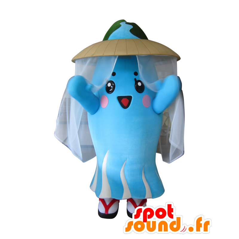 Shizukomachi mascotte, blauw en wit kwallen met een sluier - MASFR25246 - Yuru-Chara Japanse Mascottes