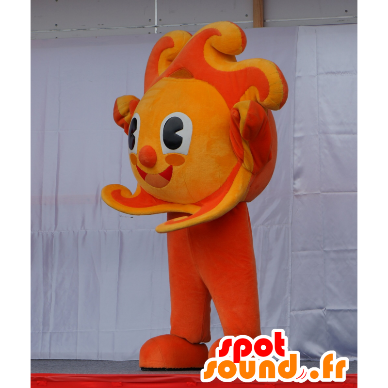 Oranje en gele zon mascotte, kleurrijke en glimlachen - MASFR25249 - Yuru-Chara Japanse Mascottes