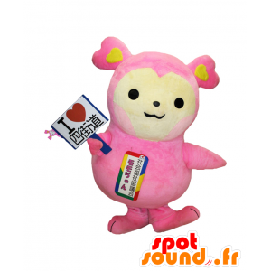 Momo-chan mascotte, rosa e giallo orsacchiotti, adorabile e colorato - MASFR25252 - Yuru-Chara mascotte giapponese