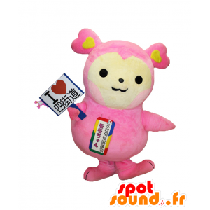 Mascota de Momo-chan, osos de peluche rosa y amarillo, adorable y colorido - MASFR25252 - Yuru-Chara mascotas japonesas
