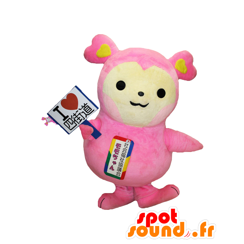 Momo-chan mascot, pink and yellow teddy bears, adorable and colorful - MASFR25252 - Yuru-Chara Japanese mascots