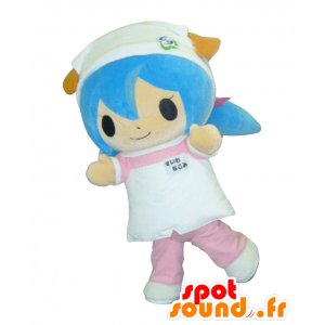 Mascotte de fillette, d'infirmière aux cheveux bleus - MASFR25253 - Mascottes Yuru-Chara Japonaises