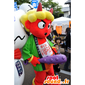 Mascotte d'Ibaraki Douji, diablotin rouge avec des cornes - MASFR25257 - Mascottes Yuru-Chara Japonaises