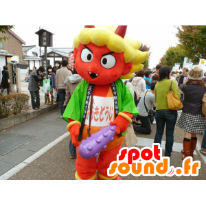 Mascot Ibaraki Douji, punainen paholainen sarvet - MASFR25257 - Mascottes Yuru-Chara Japonaises