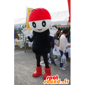 Black ant mascot, white and red, insect - MASFR25258 - Yuru-Chara Japanese mascots