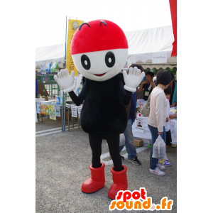 Mascot μαύρο μυρμήγκι, λευκό και κόκκινο, έντομο - MASFR25258 - Yuru-Χαρά ιαπωνική Μασκότ