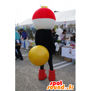 Mascot musta muurahainen, valkoinen ja punainen, hyönteisten - MASFR25258 - Mascottes Yuru-Chara Japonaises