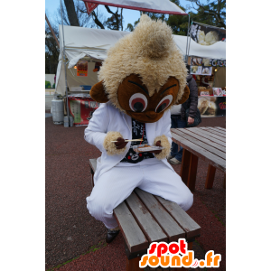 Mascot Osaru Nº Kuu, marrón y el mono beige, lindo, dulce y peludo - MASFR25259 - Yuru-Chara mascotas japonesas