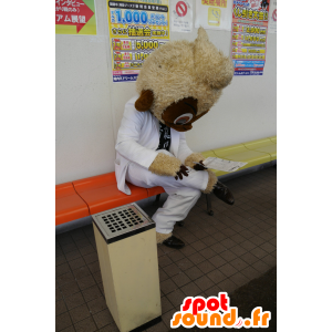 Mascotte Osaru n Kuu, marrone e beige scimmia, carino, dolce e peloso - MASFR25259 - Yuru-Chara mascotte giapponese