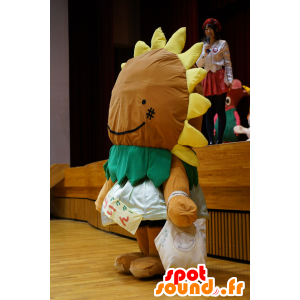 Mascot grande marrón y flor amarilla, girasol - MASFR25264 - Yuru-Chara mascotas japonesas