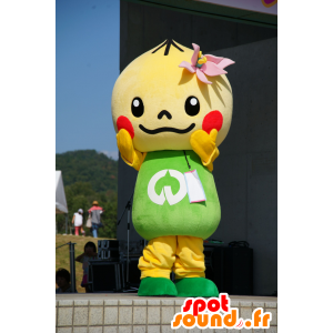 Mascote amarela e verde homem, flor - MASFR25265 - Yuru-Chara Mascotes japoneses