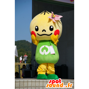 Maskot žluté a zelené muž, květ - MASFR25265 - Yuru-Chara japonské Maskoti