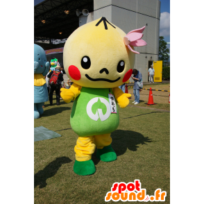 Mascot geel en groen man, bloem - MASFR25265 - Yuru-Chara Japanse Mascottes