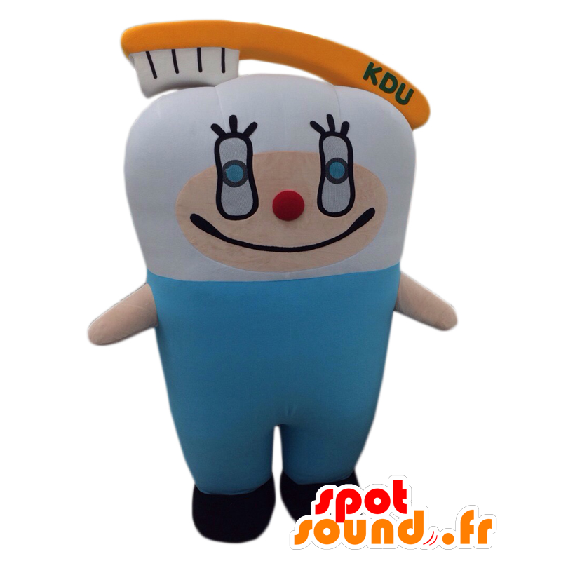 Mascot Kyusshi, dente branco gigante com uma escova de dentes - MASFR25267 - Yuru-Chara Mascotes japoneses