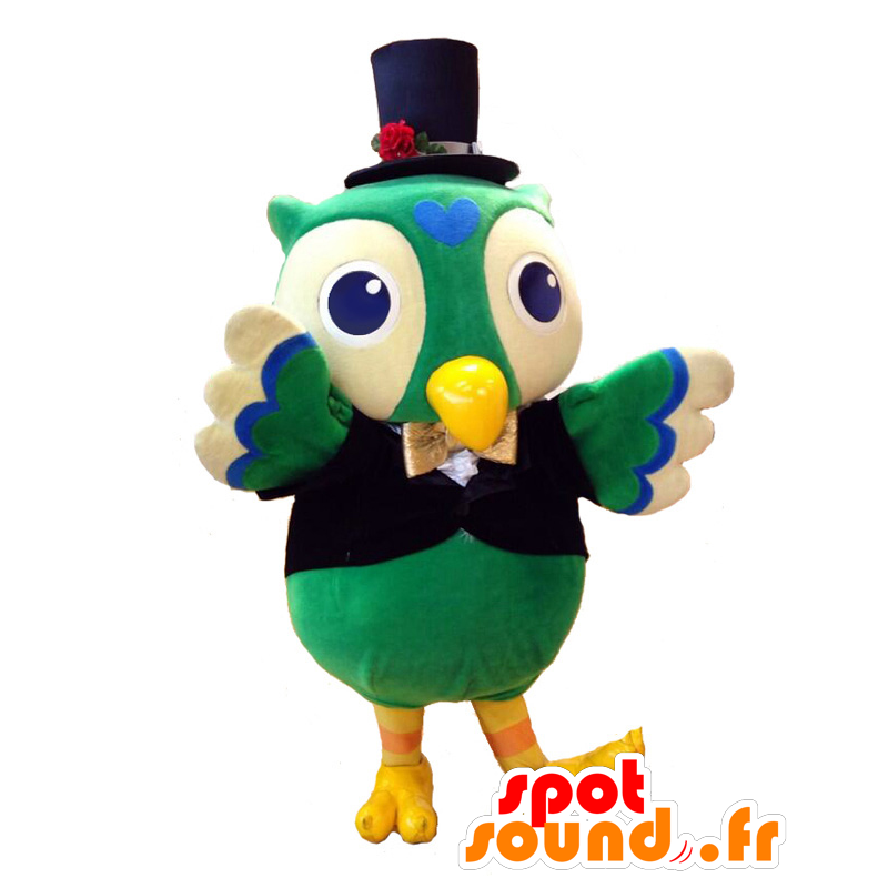 Mascotte de Toshima-kun, hibou vert, costumé avec un chapeau - MASFR25268 - Mascottes Yuru-Chara Japonaises