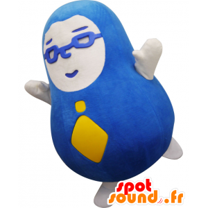 Mascot Daruma-Hakase, grote blauwe kerel met glazen - MASFR25269 - Yuru-Chara Japanse Mascottes