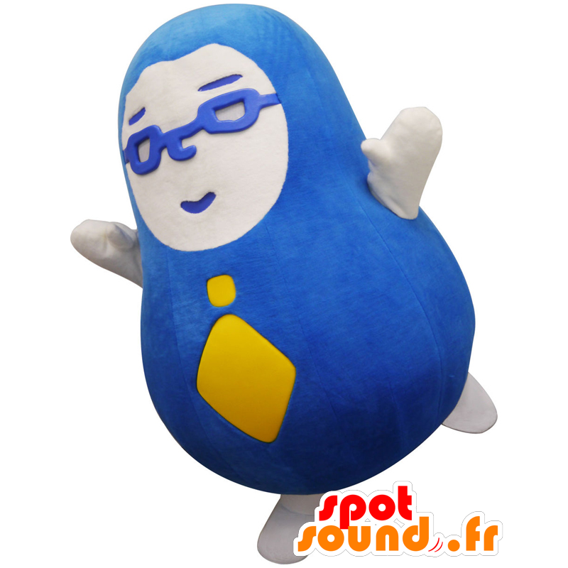 ゆるキャラマスコット日本人 の マスコットだるま博士 眼鏡をかけた大きな青い男 色変更 変化なし 切る L 180 190センチ 撮影に最適 番号 服とは 写真にある場合 番号 付属品 番号