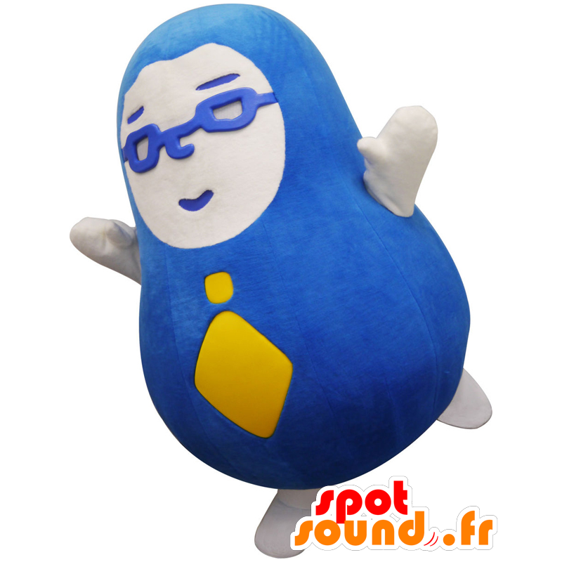 Mascot Daruma-Hakase, grote blauwe kerel met glazen - MASFR25269 - Yuru-Chara Japanse Mascottes