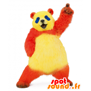 Wi-Fi mascotte, panda arancione, giallo e blu, molto peloso - MASFR25273 - Yuru-Chara mascotte giapponese