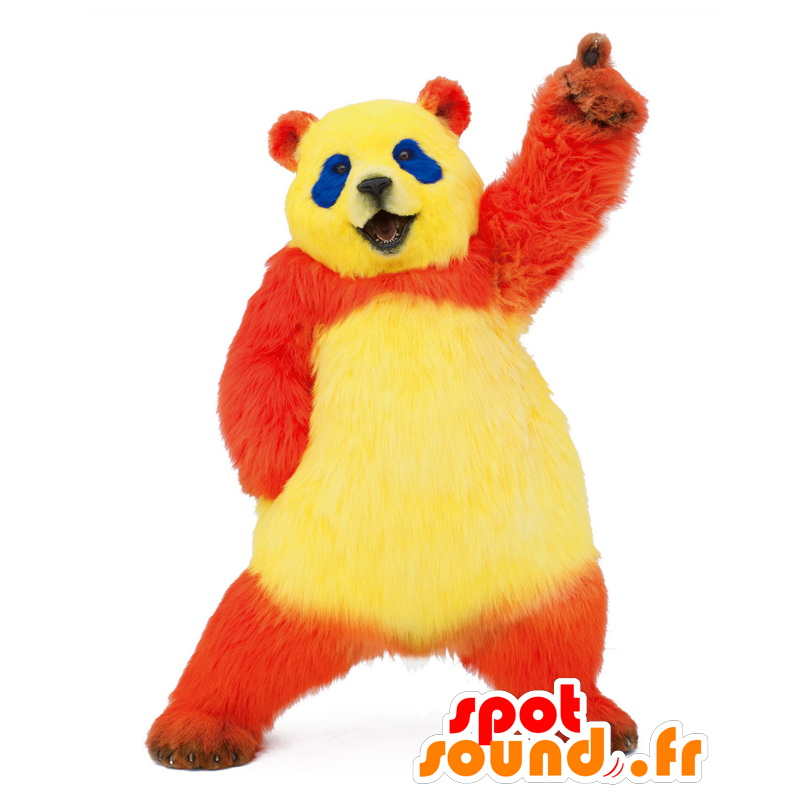 WiFi maskot, panda oranžová, žlutá a modrá, velmi chlupatý - MASFR25273 - Yuru-Chara japonské Maskoti