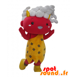 Kemurin mascot, Cro-Magnon red with a yellow dress - MASFR25274 - Yuru-Chara Japanese mascots