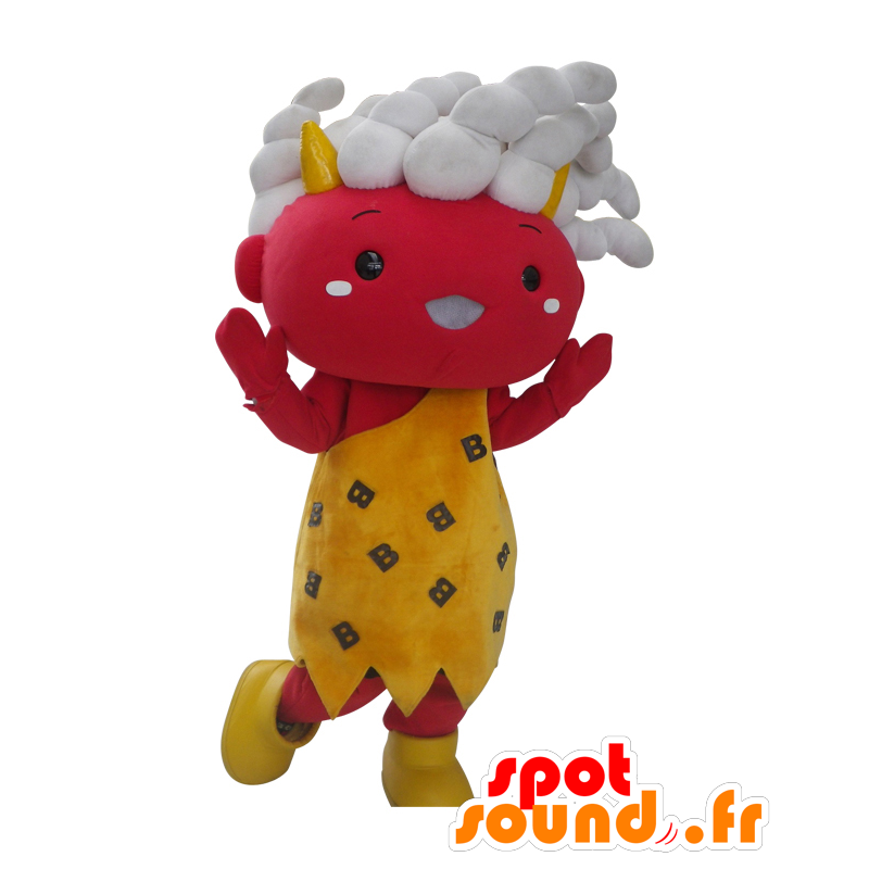 Kemurin mascotte, Cro-Magnon rosso con un vestito giallo - MASFR25274 - Yuru-Chara mascotte giapponese