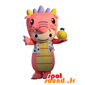 Mascot Hotto-chan, dragão cor de rosa, roxo e amarelo, muito bonito - MASFR25275 - Yuru-Chara Mascotes japoneses