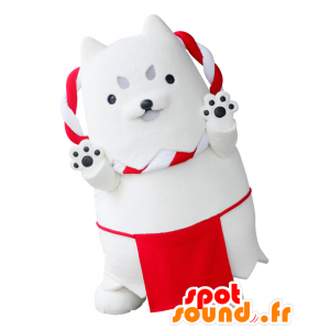 Mascot Shippei, Witte Hond en rode reus en plezier - MASFR25278 - Yuru-Chara Japanse Mascottes