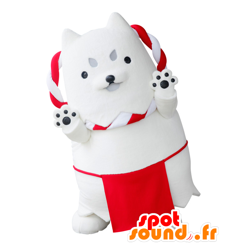 Shippei mascot, red and white dog, giant and fun - MASFR25278 - Yuru-Chara Japanese mascots