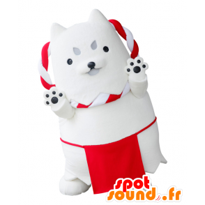 Mascot Shippei, White Dog og rød kjempe og moro - MASFR25278 - Yuru-Chara japanske Mascots