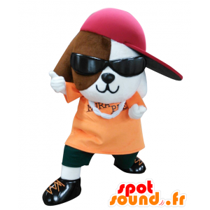 Mascot Murapper, brun og hvit hund kledd som en rapper - MASFR25279 - Yuru-Chara japanske Mascots