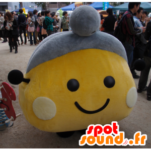 Mascotte de Chobin-kun, bonhomme jaune et gris, abeille souriante - MASFR25281 - Mascottes Yuru-Chara Japonaises