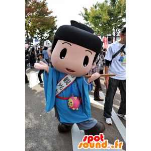 Japanese boy mascot, dressed in a blue tunic - MASFR25282 - Yuru-Chara Japanese mascots