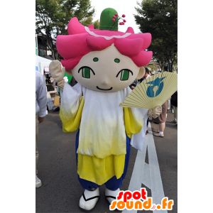 Japansk maskot, en mann med rosa hår med grønne øyne - MASFR25283 - Yuru-Chara japanske Mascots