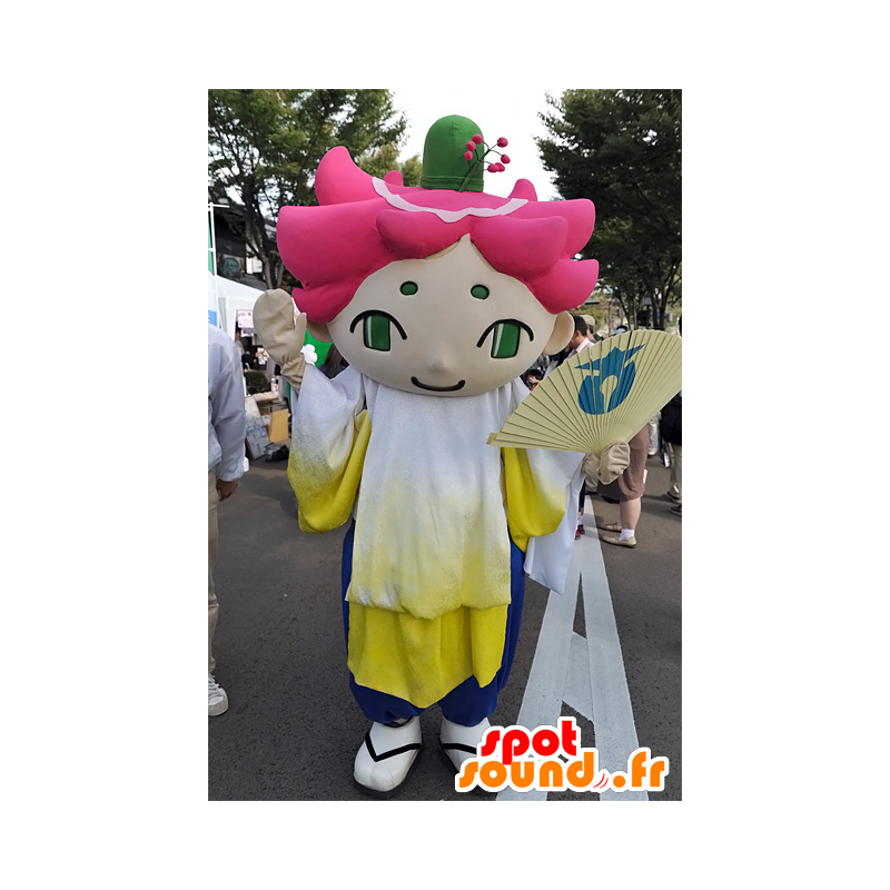 Japanese mascot, a man with pink hair with green eyes - MASFR25283 - Yuru-Chara Japanese mascots