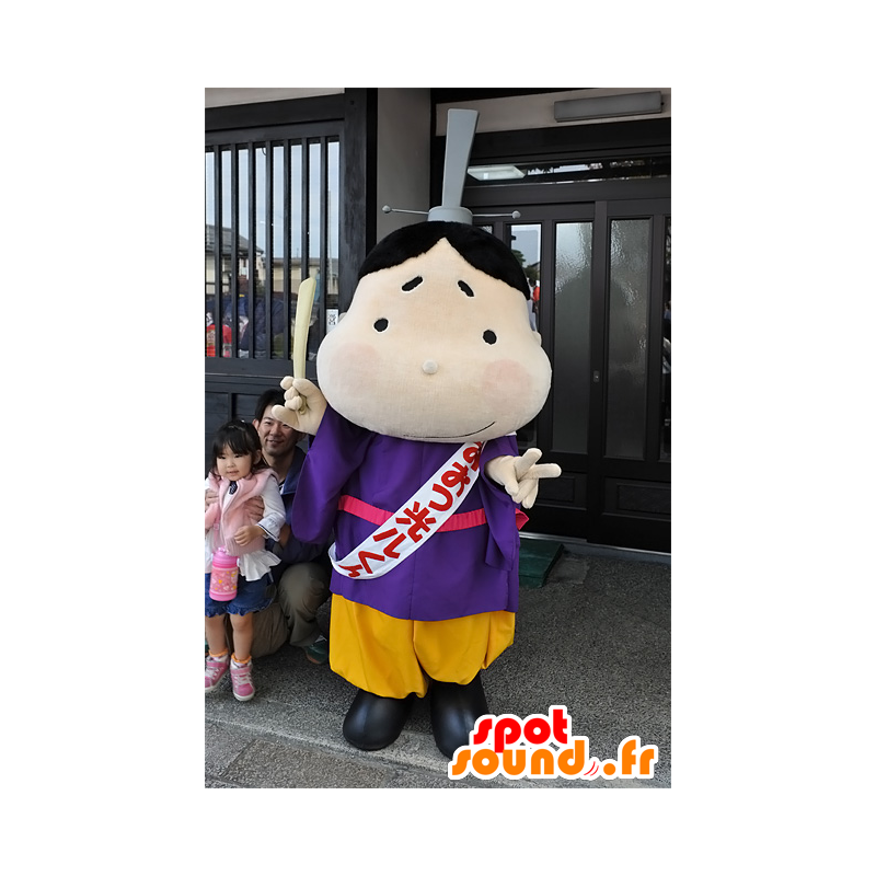 Mascot Otsuhikaru-Kun, asiatischer Mann in bunten Kleidern - MASFR25286 - Yuru-Chara japanischen Maskottchen
