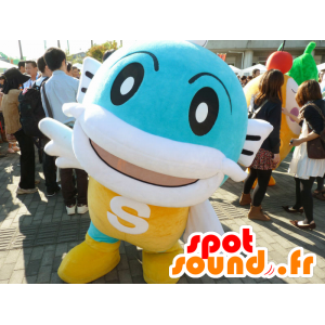 Mascot Caffy, gul og blå fisk, gigantiske og moro - MASFR25289 - Yuru-Chara japanske Mascots