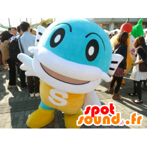 Caffy mascot, yellow and blue fish, giant and fun - MASFR25289 - Yuru-Chara Japanese mascots